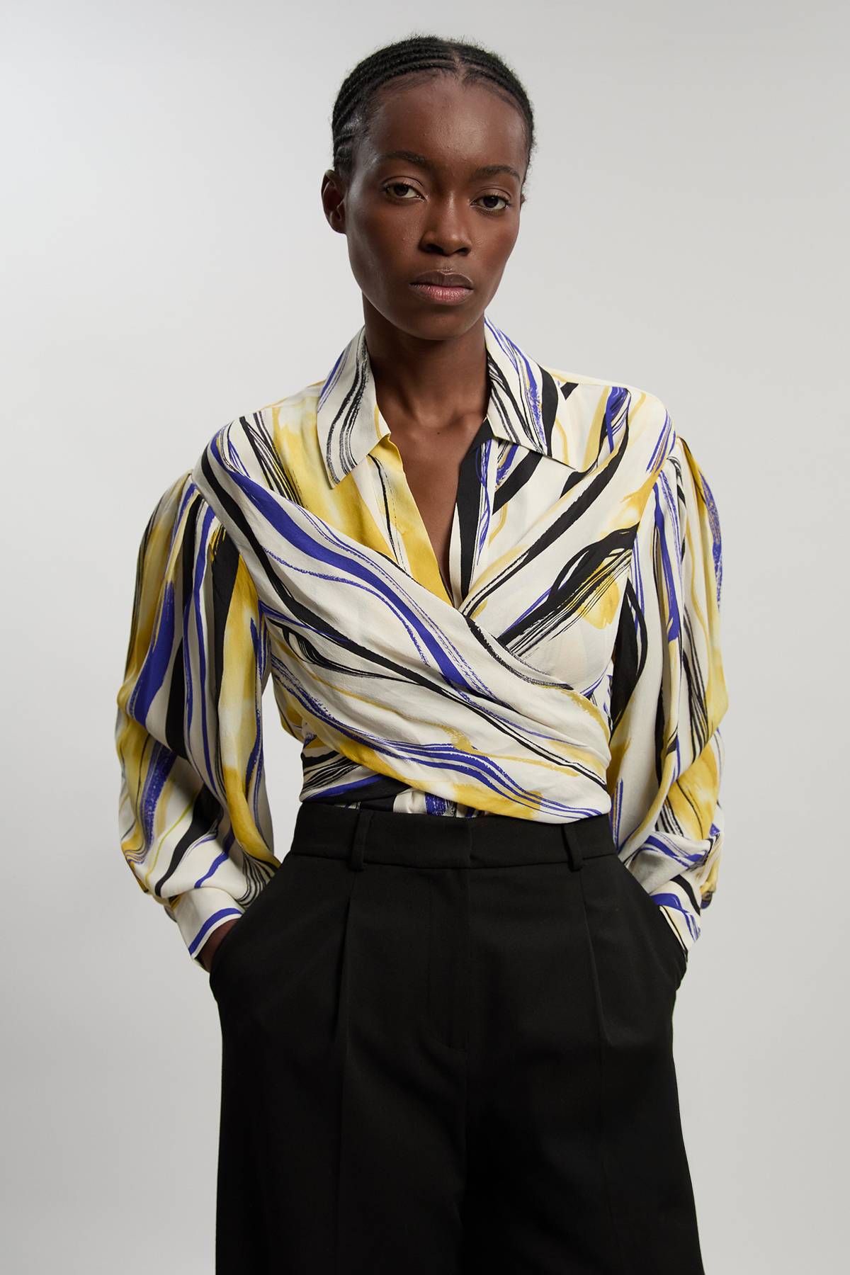 KarenMillen Chemise Portefeuille En Sergé Tissé À Imprimé Coups De Pinceau