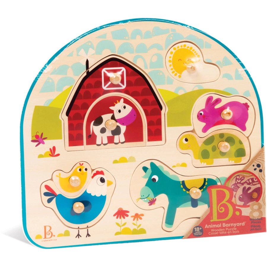 B.TOYS B. Animal Barnyard - Holzpuzzle Bauernhof 8-teilig Mehrfarbig