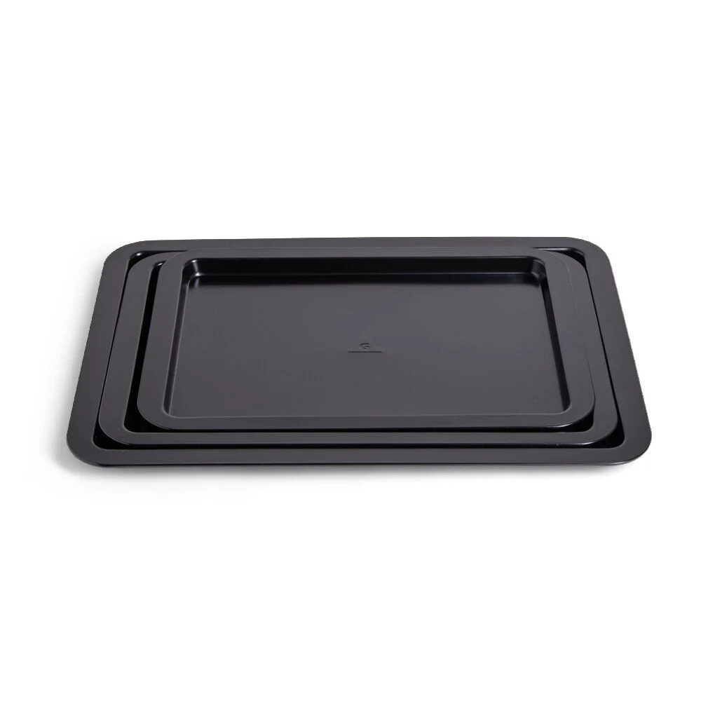 Lot de 3 plaques à four métal noir 38/43/48x29cm