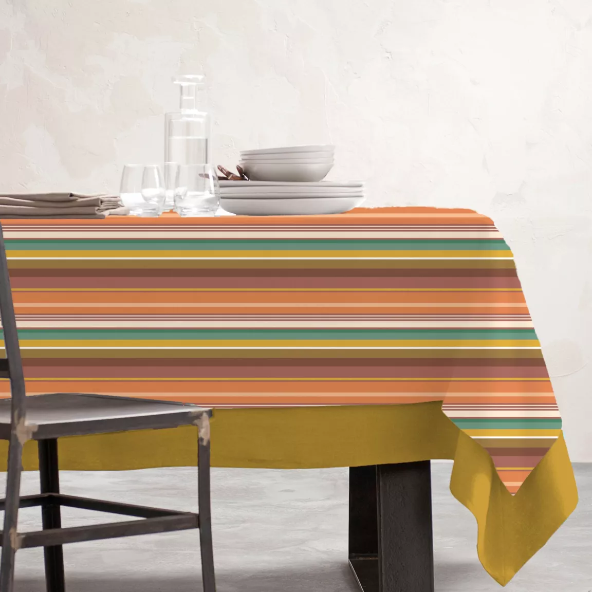 Nappe rectangulaire coton enduit (150 x 350 cm) Ajaccio Multicolore