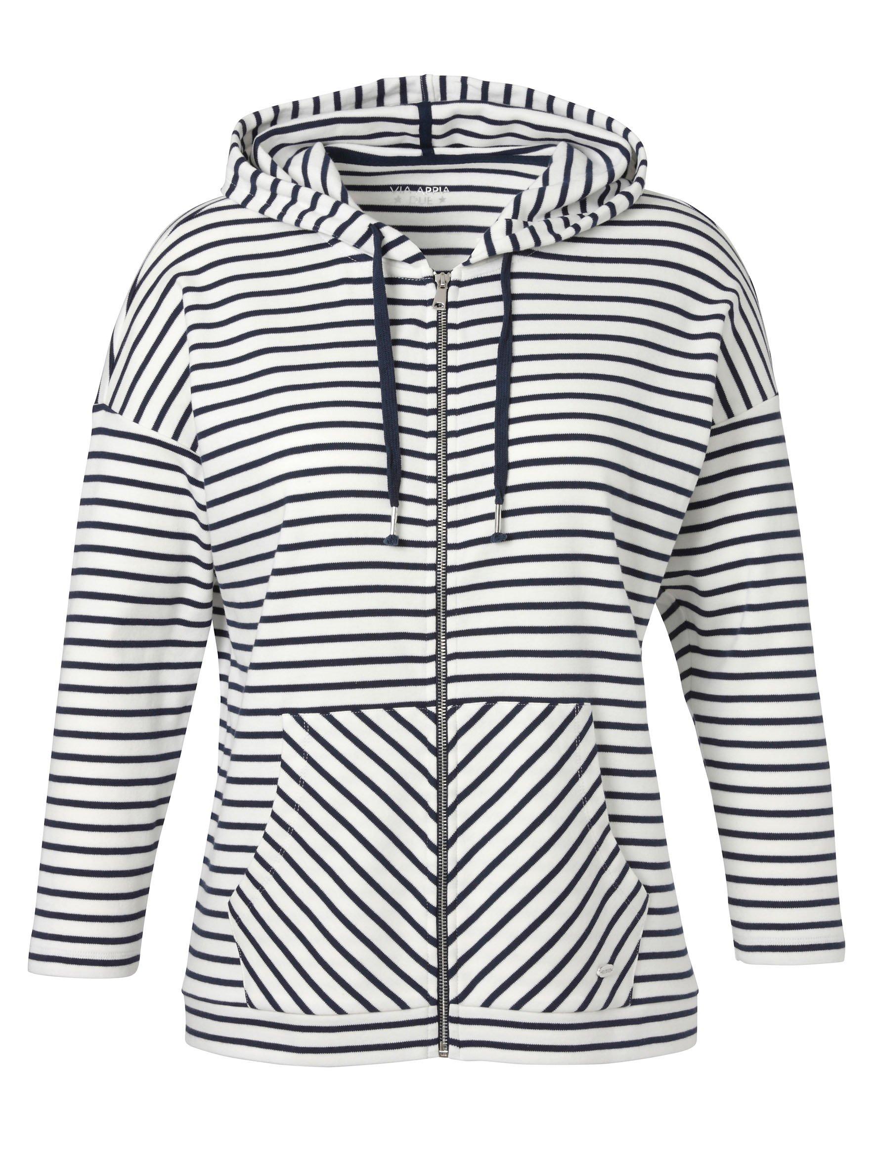 Gestreifte Sweatjacke mit Kapuze