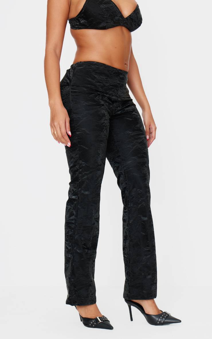 Noir Pantalon Shape En Synthétiquecuir Délavé Avec Détails De Panneaux
