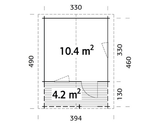 Palmako Emma tuinhuis 10,4+4,2 m² incl. vloer 394 x 490 cm naturel