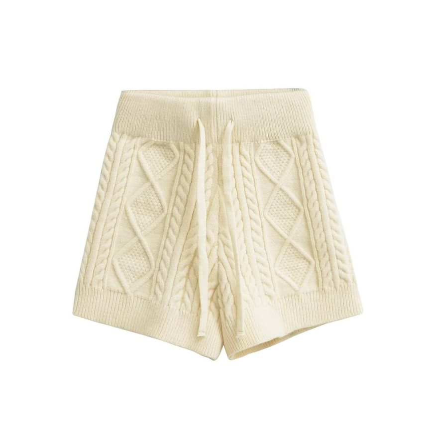 Asiris - Hoge taille effen kabelgebreide shorts