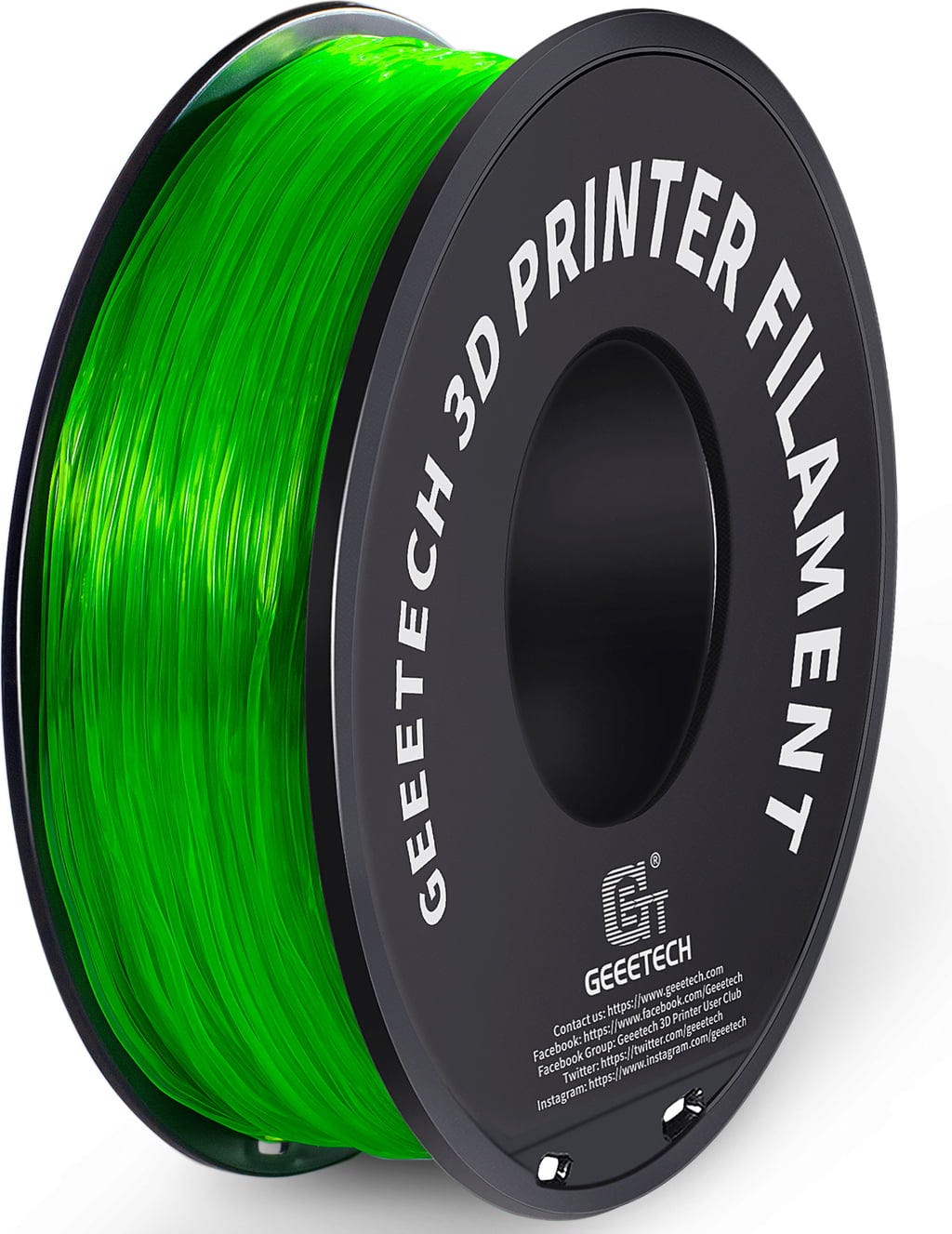 GEEETECH  TPU Transparent Green, 1,75 mm / 1000 g    Weiches TPU-Material mit hoher Flexibilität & Belastbarkeit in Transparent Green