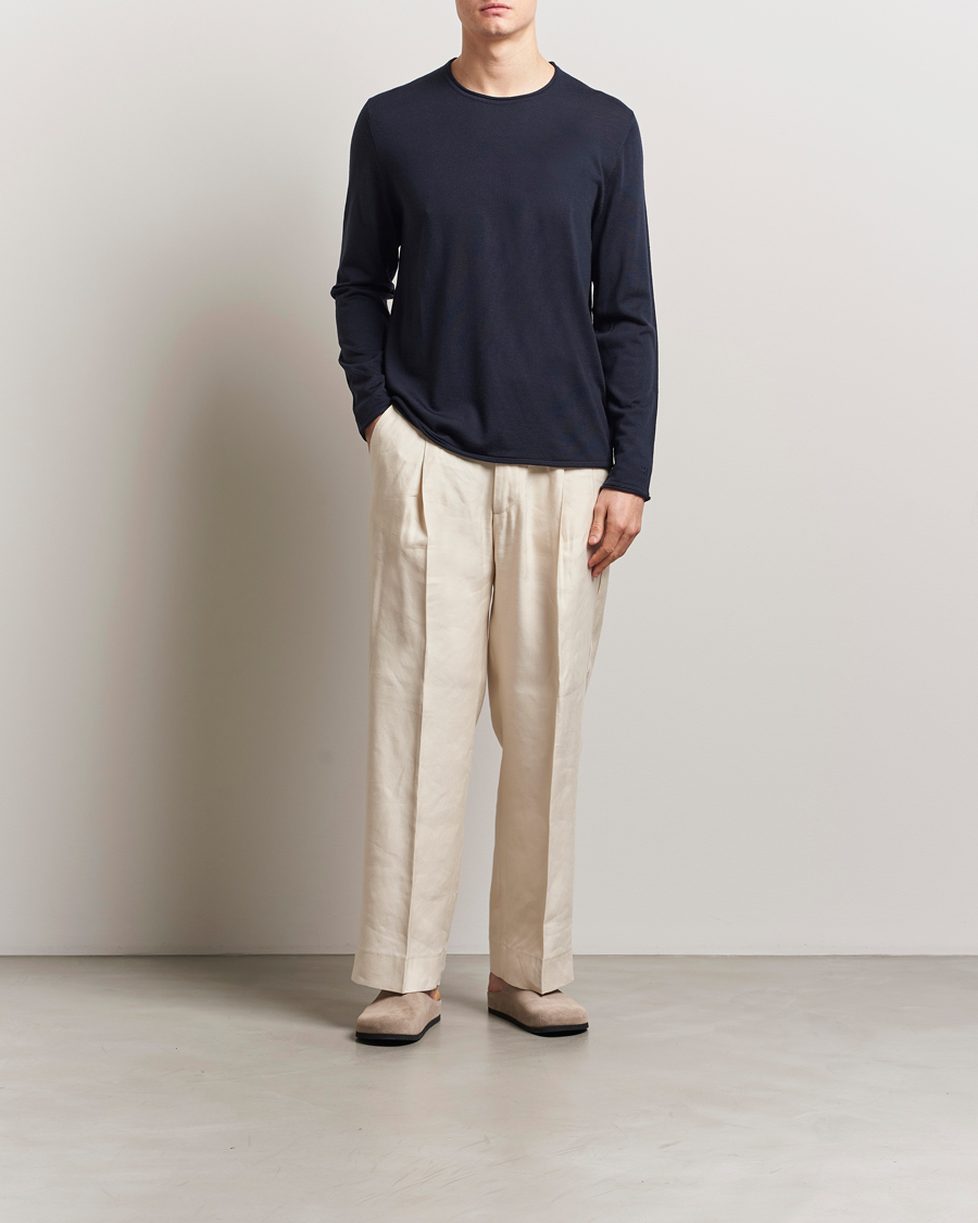 Filippa K Rolled Edge Knitted Sweater Navy