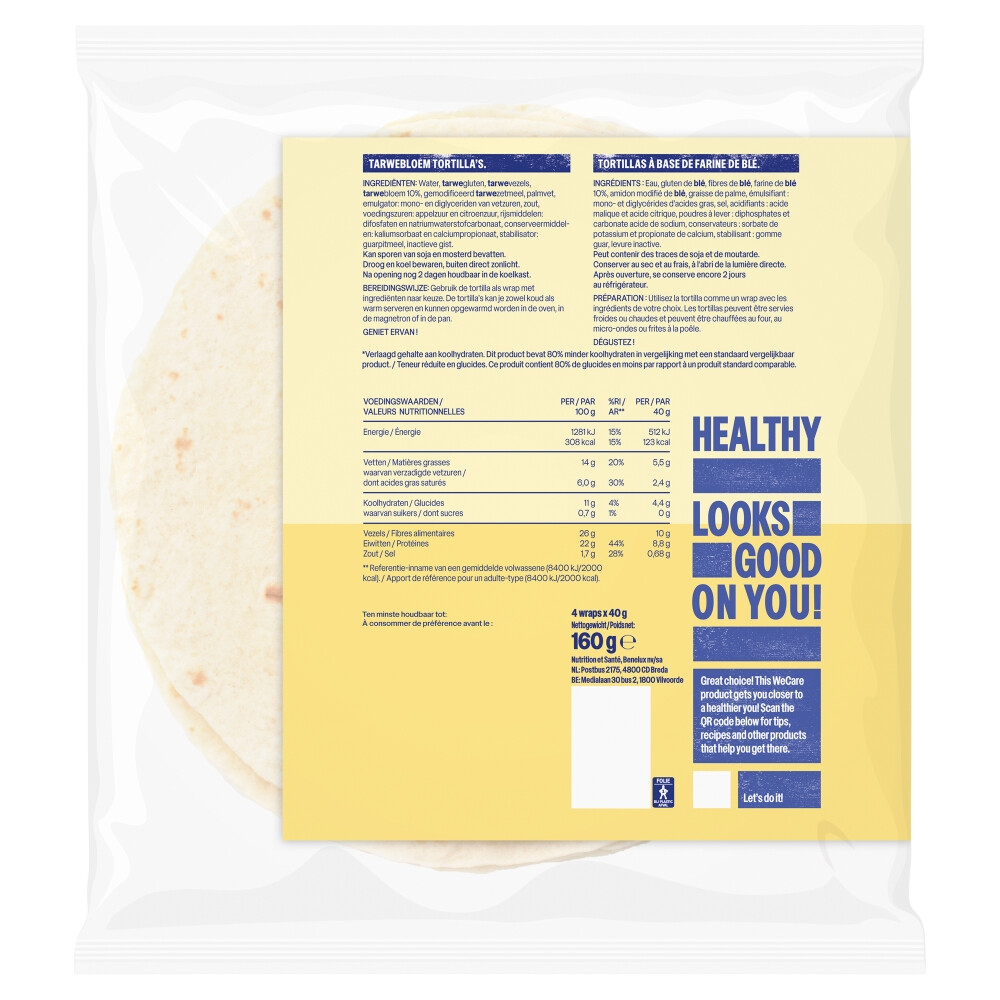 6x WeCare Lower Carb Tortillas Naturel160 gr