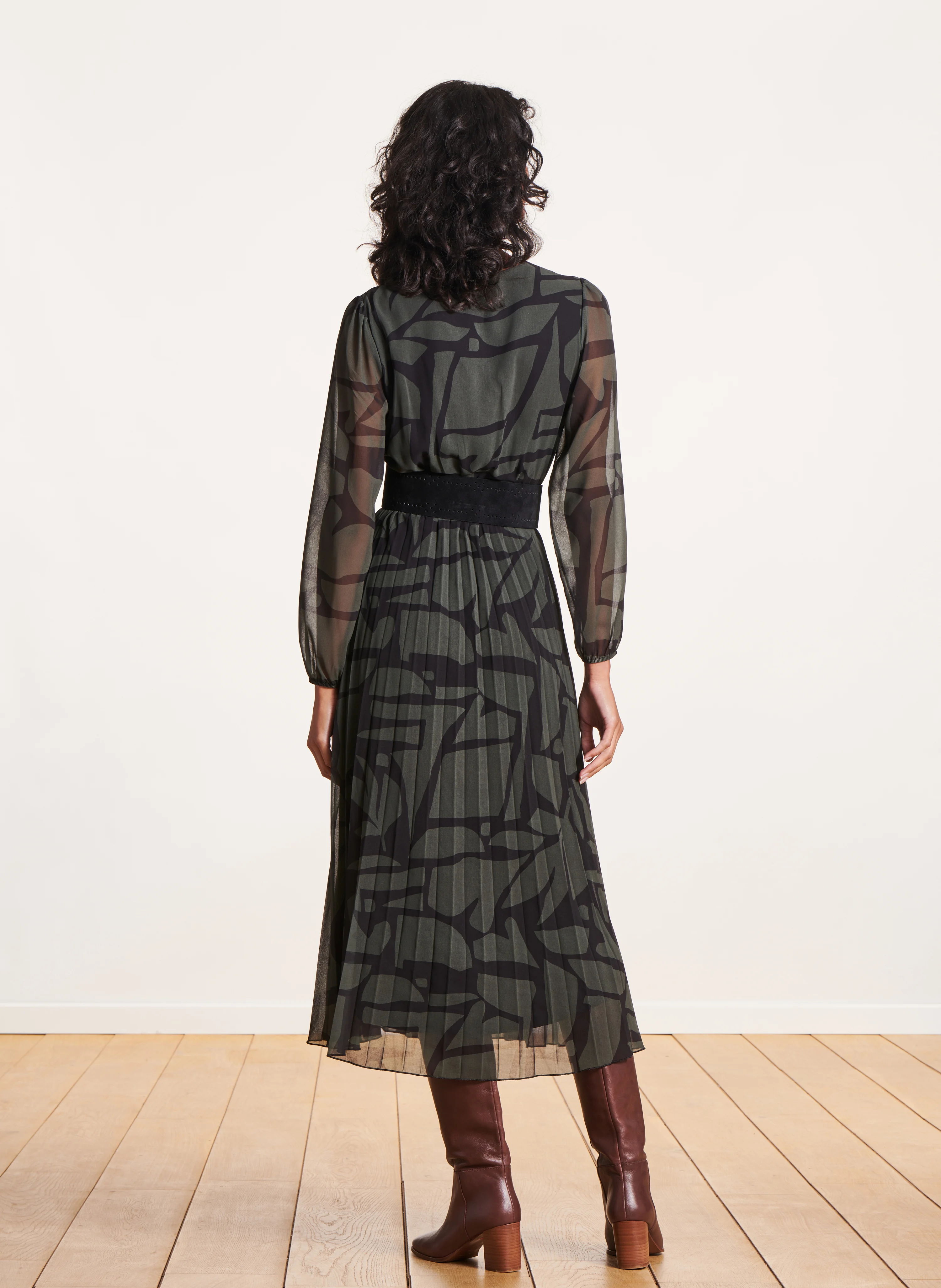 Robe longue plissée imprimée| Multicolore