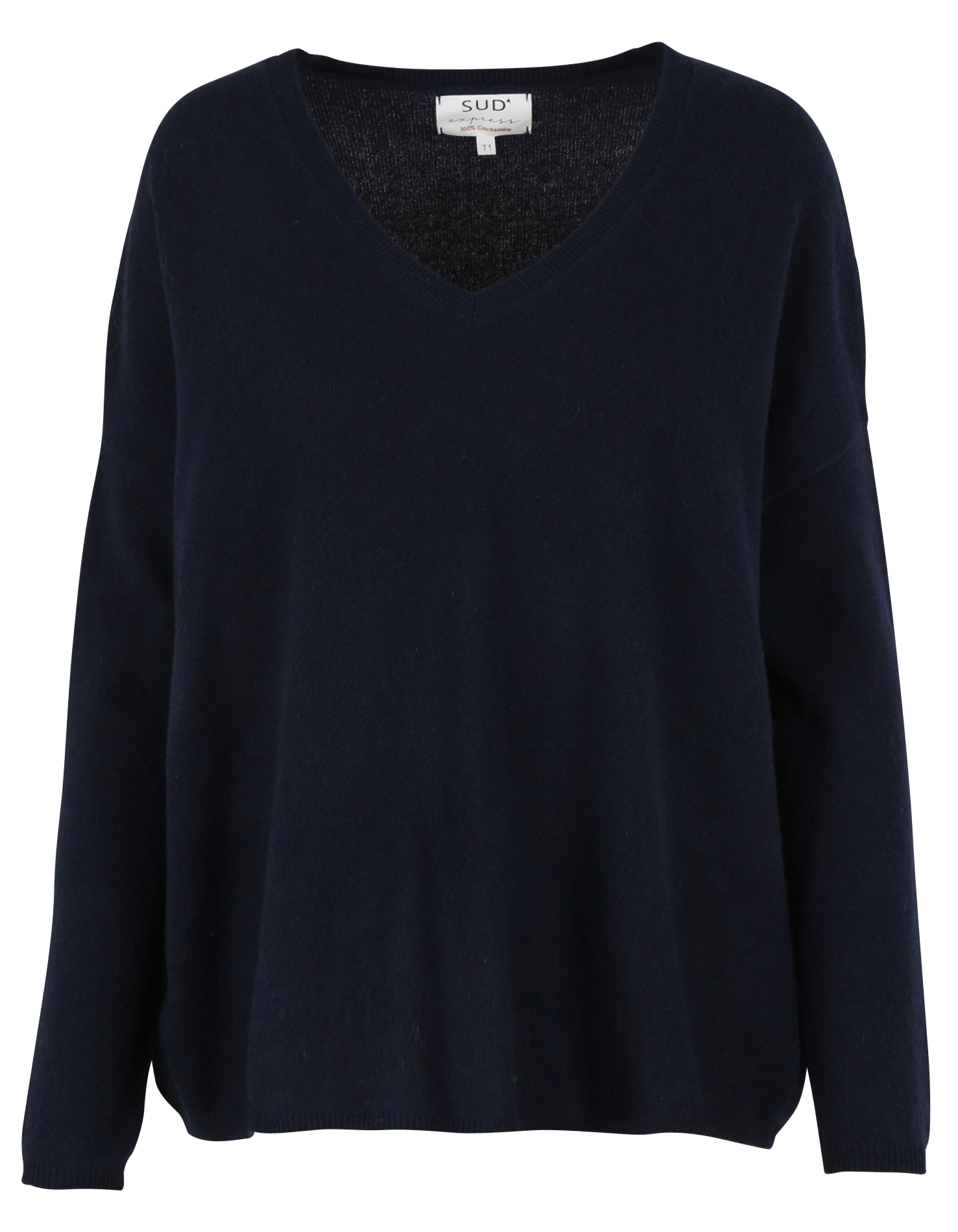 MONJOE - Pull col v en cachemire| Bleu