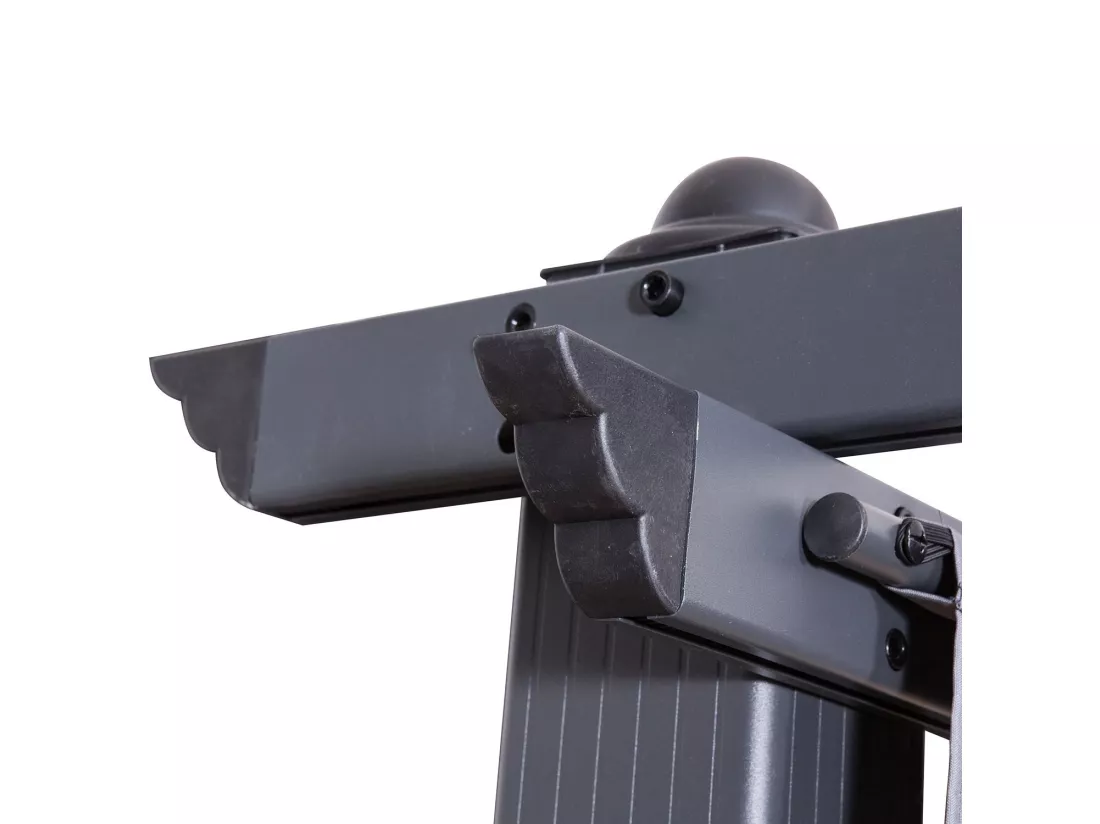 Tonnelle/Pergola aluminium 3x4m toile coulissante rétractable - Gris - HERO XL