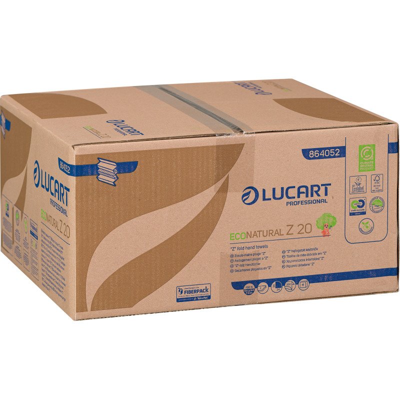 Papier essuie-mains pliage enchevêtré Lucart EcoNatural Z20 – Carton de 3000