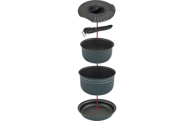 Bo-Camp Trekking Topfset stapelbar Aluminium mit Antihaftbeschichtung 5-tlg.