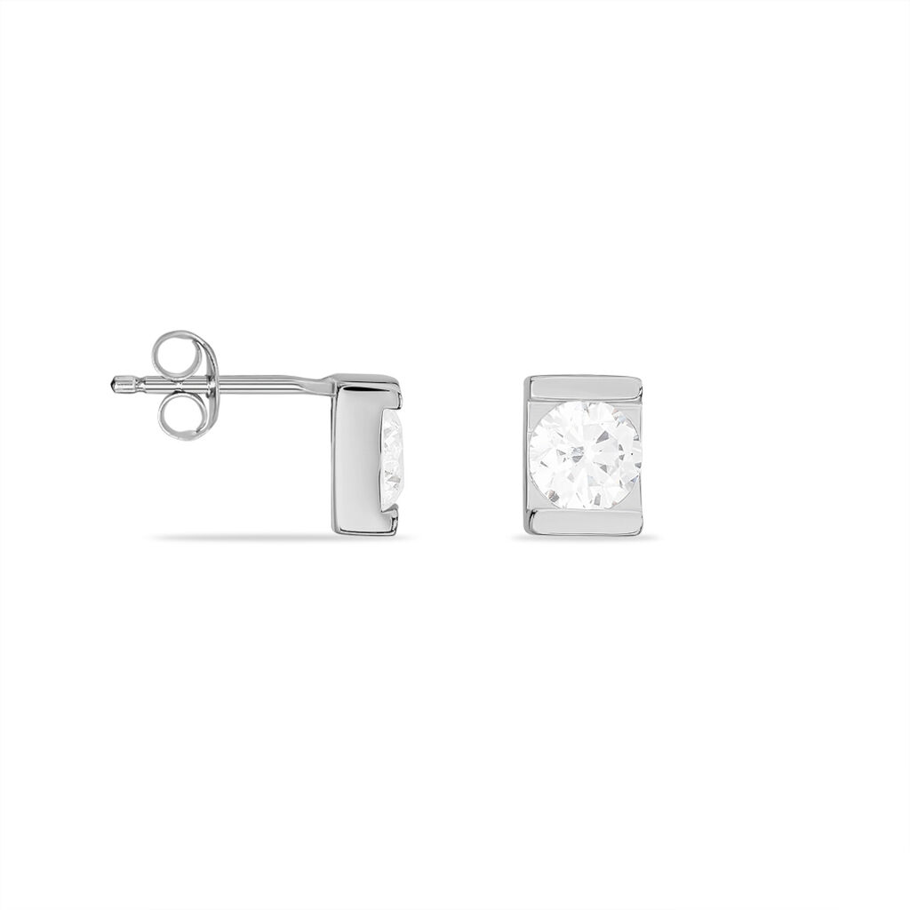 Boucles D'oreilles Puces Lorelei Argent Blanc Oxyde De Zirconium
