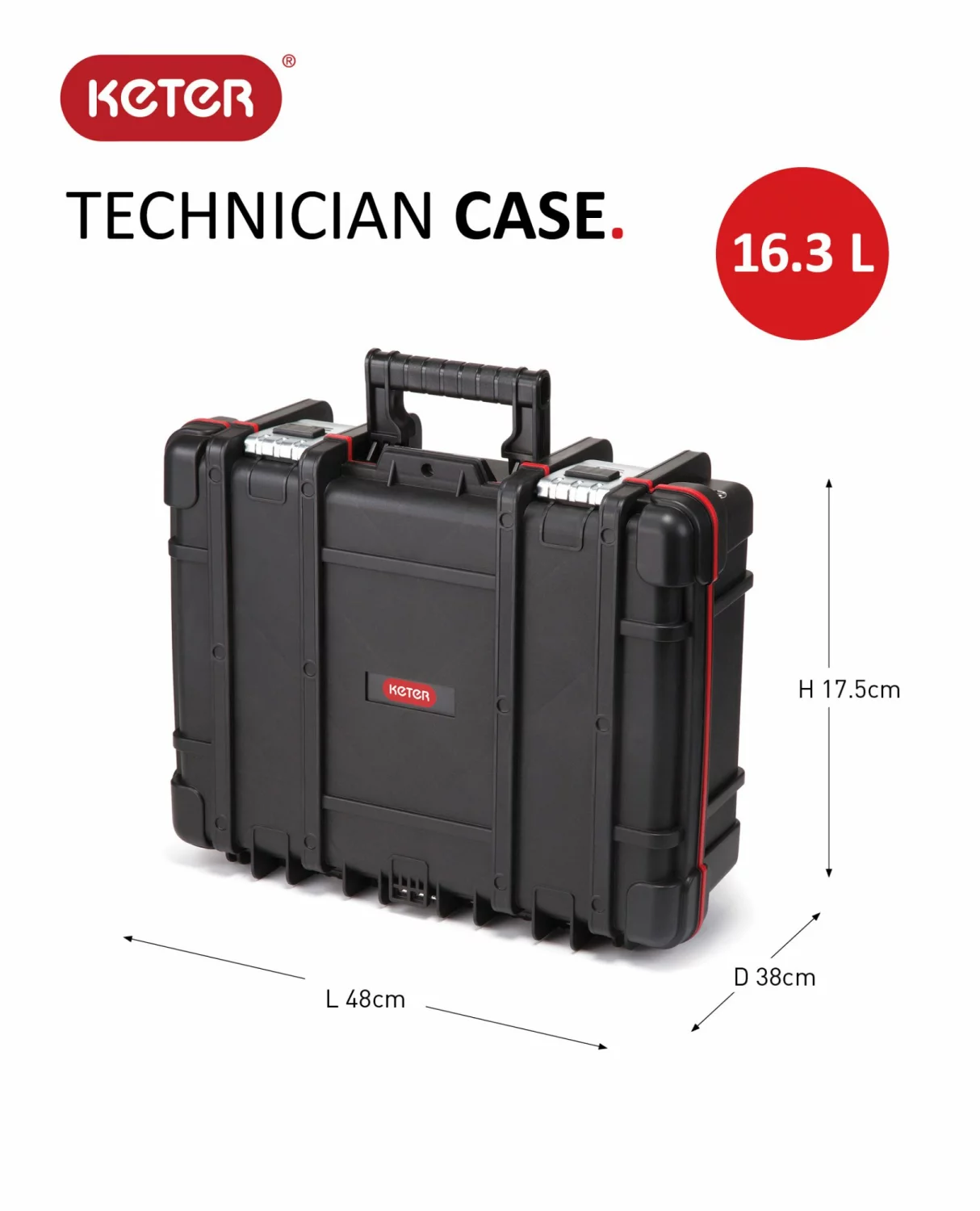 Keter 237003 Technician gereedschapskoffer - zwart/rood