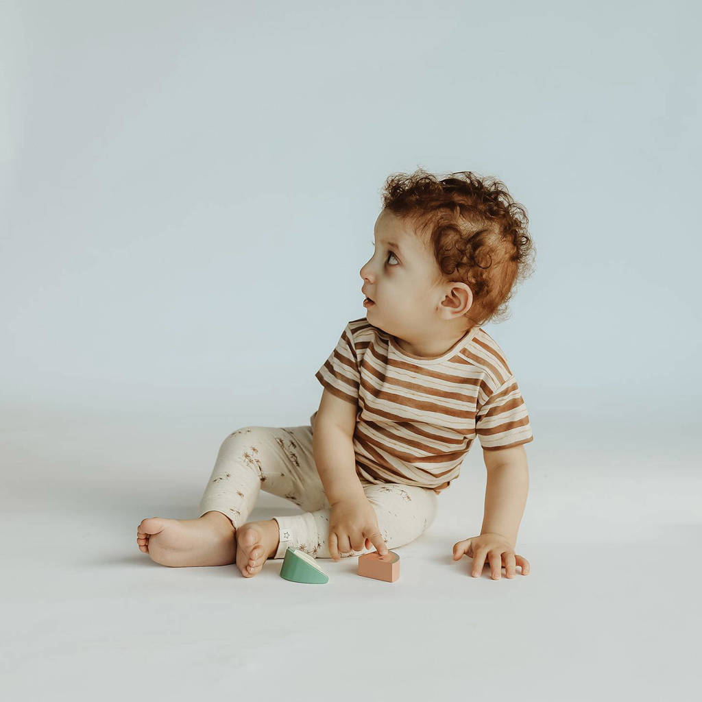 Your Wishes baby gestreept T-shirt Pete bruin/offwhite
