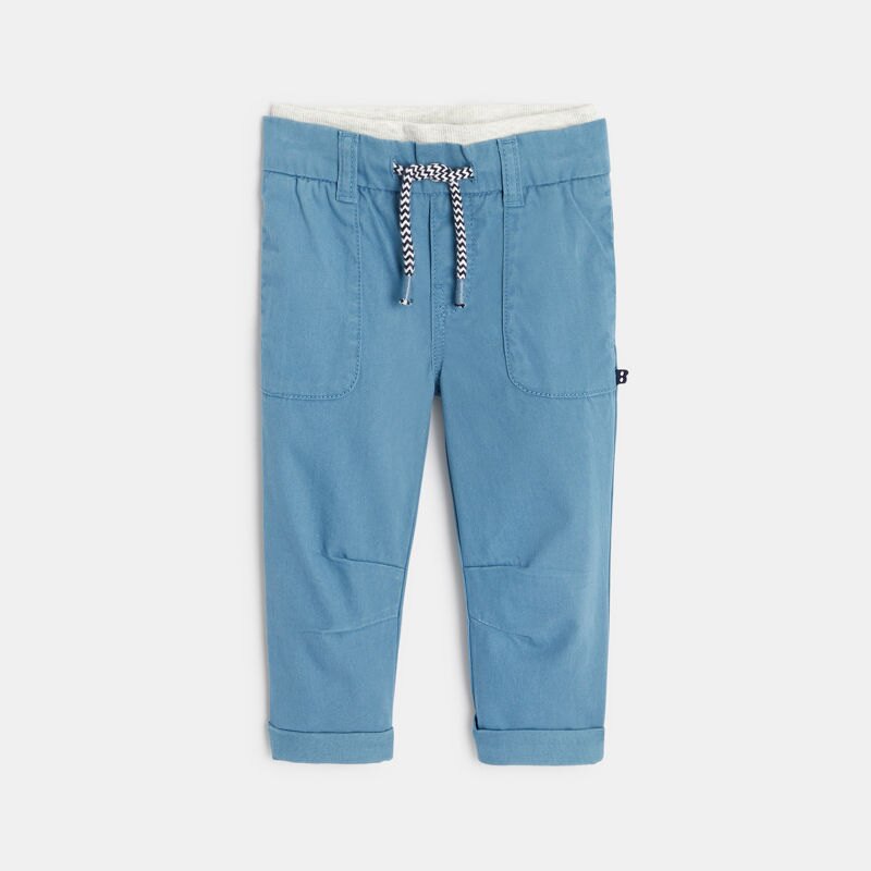 Pantalon coton taille élastique bleu bébé garçon Bleu