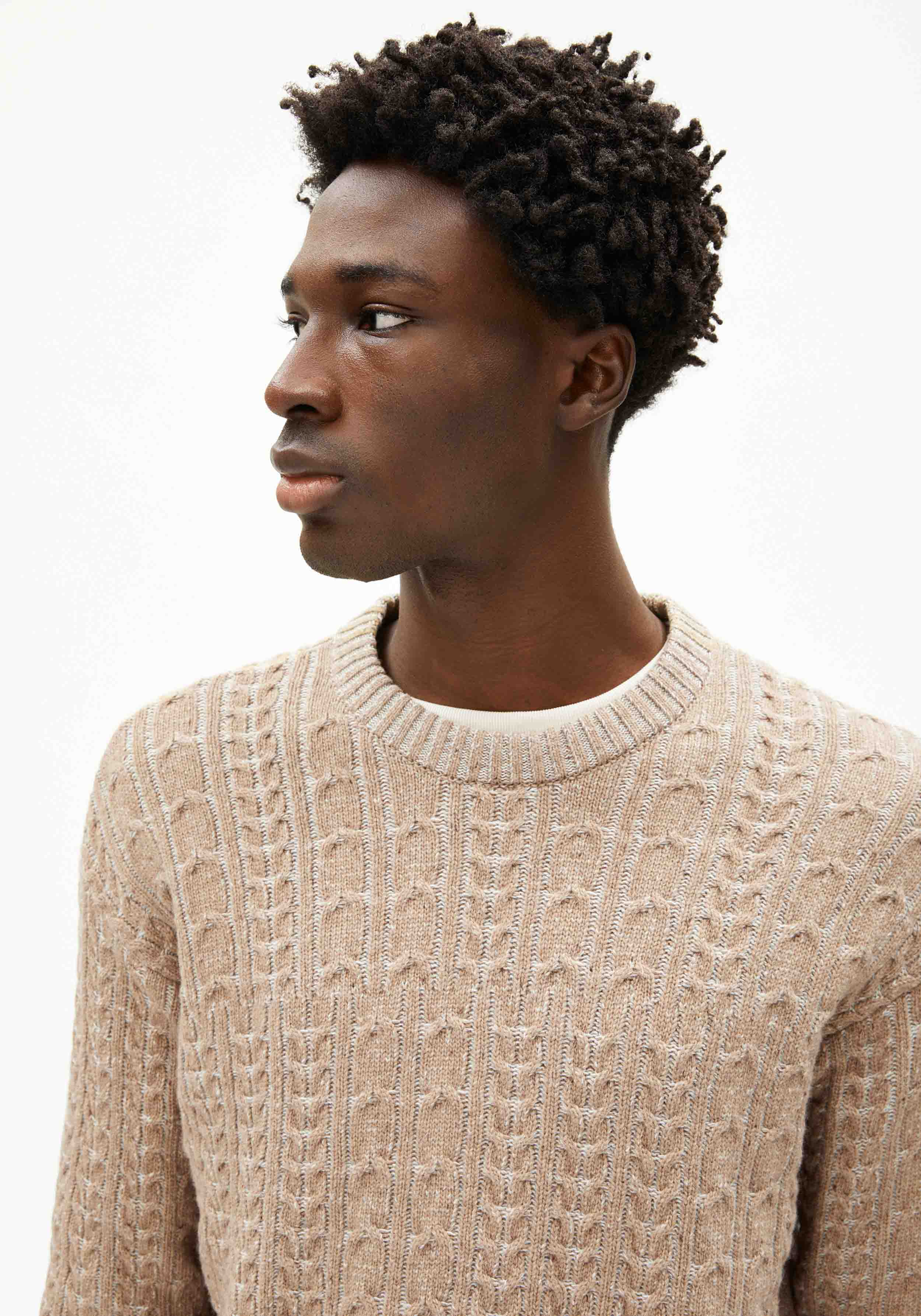 Armedangels Strickpullover Daako Silver Melange Tweed-True Camel