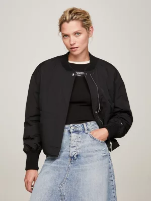 Jaqueta bomber acolchoada reversível com bordado do logotipo