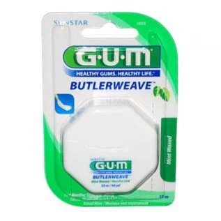 Fil dentaire GUM BUTLERWEAVE Plat ciré mentholé - 55m