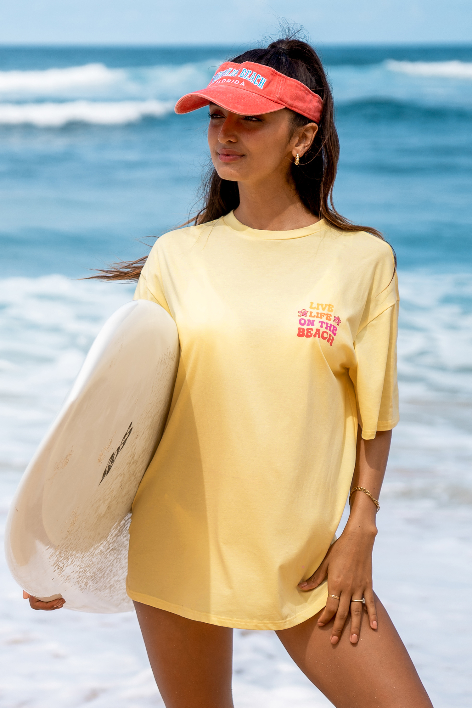 T-shirt à col rond et demi-manches jaune