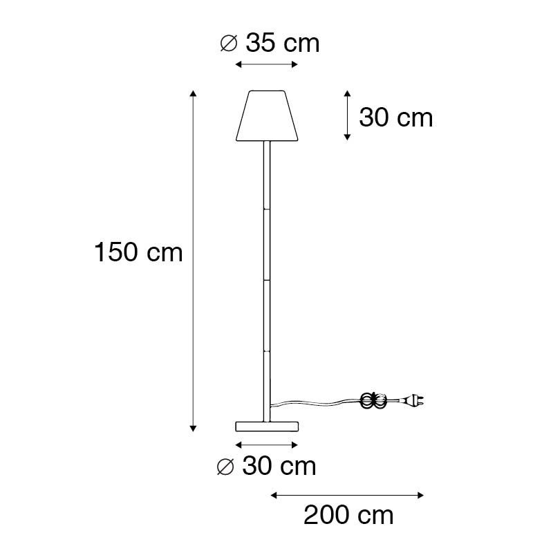 Smart vloerlamp zwart met witte kap 35 cm IP65 incl. Wifi A60 - Virginia