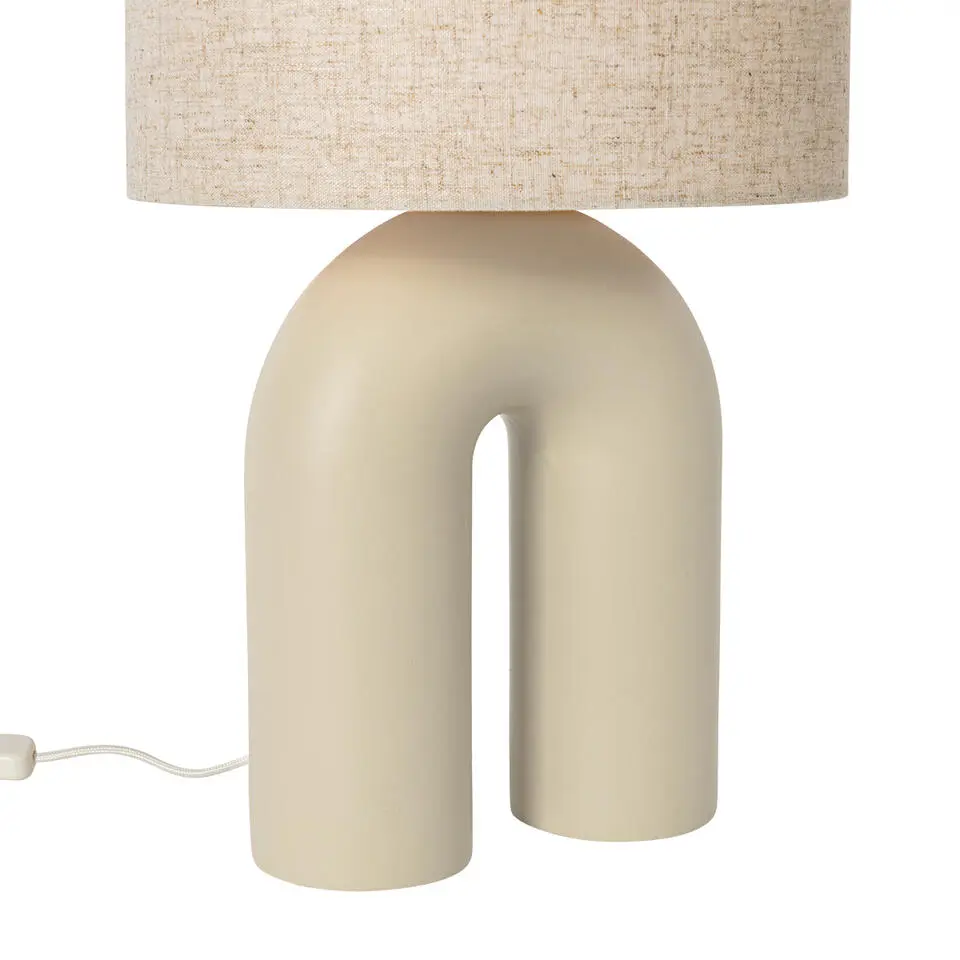 Qazqa tafellampen lotti beige e27