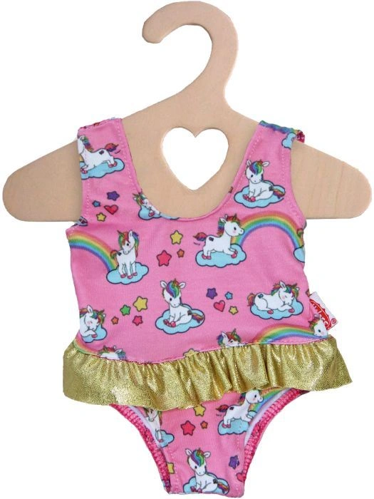 Puppenkleidung EINHORN BADEANZUG (35-45cm) in pink/gold