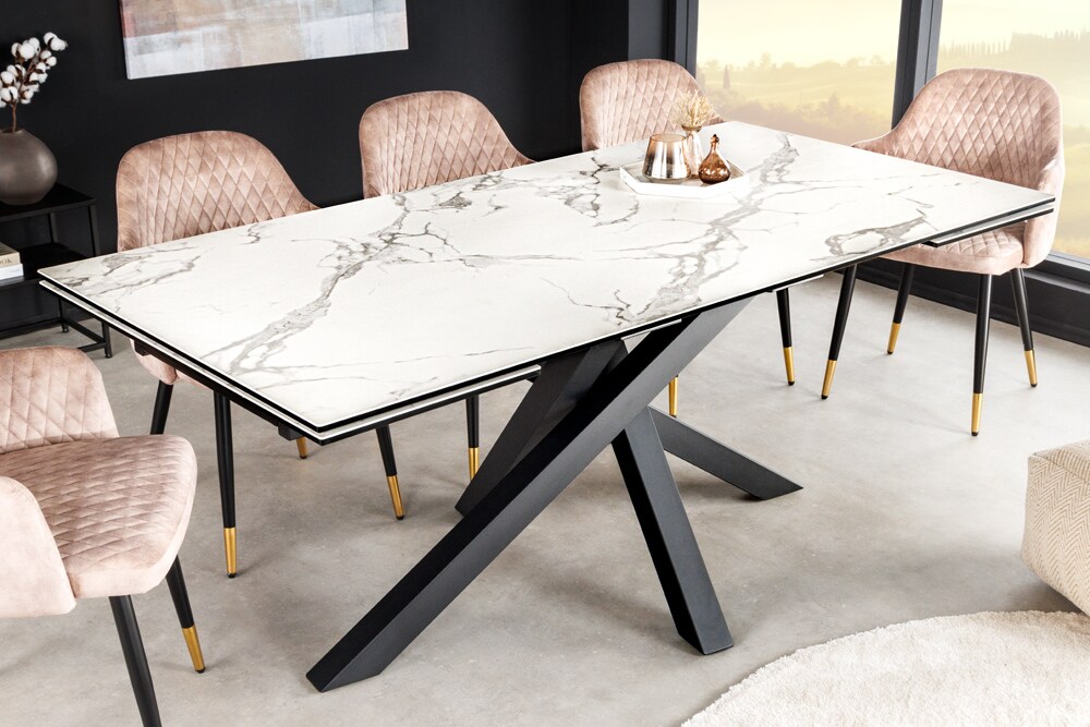 riess-ambiente Esstisch MARVELOUS - 180-220-260cm weiß Marmor Keramik made in Italy Ausziebar