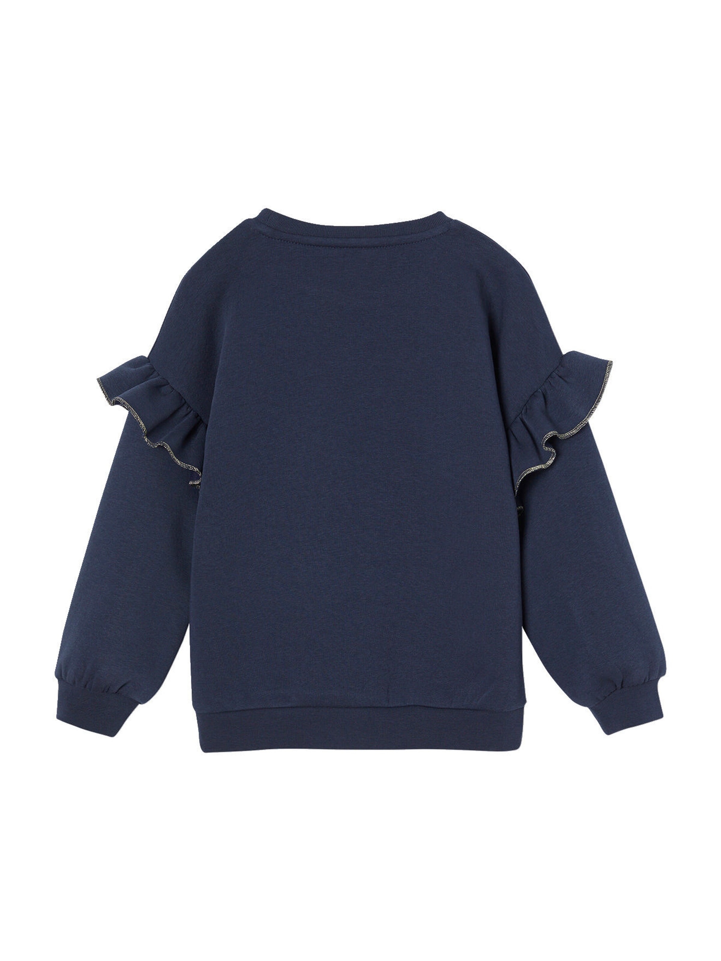 Vertbaudet Mädchen Sweatshirt mit Glitzerkatze und Recycling-Polyester marine