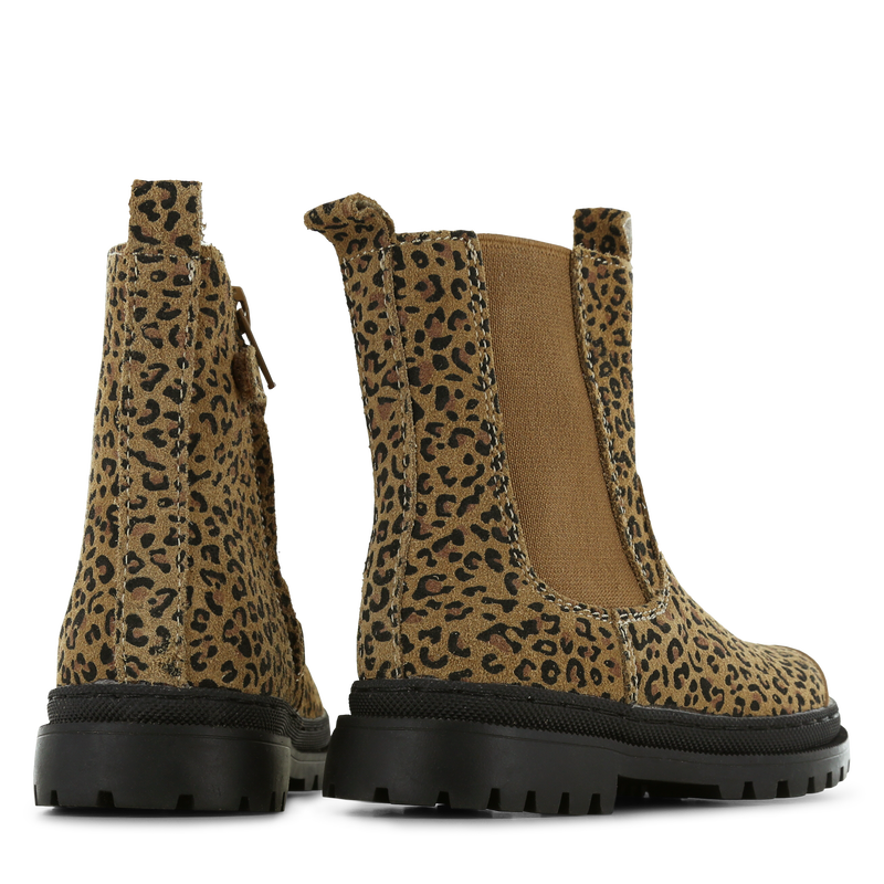 Shoesme cognac chelseaboot met panterprint Suède | Sale