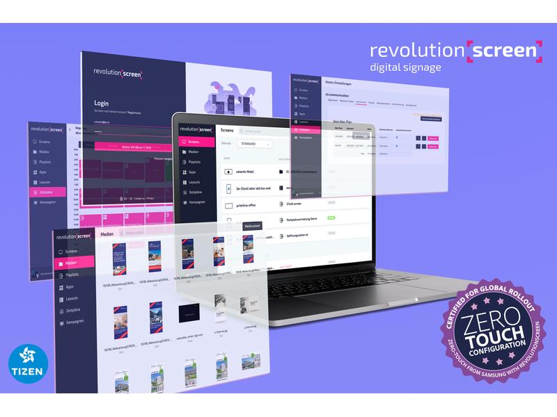 revolutionSCREEN Digital Signage Software revolutionScreen RevolutionSCREEN Digital Signage Software – Die neue und effiziente Art, digitale Displays zu bewirtschaften
