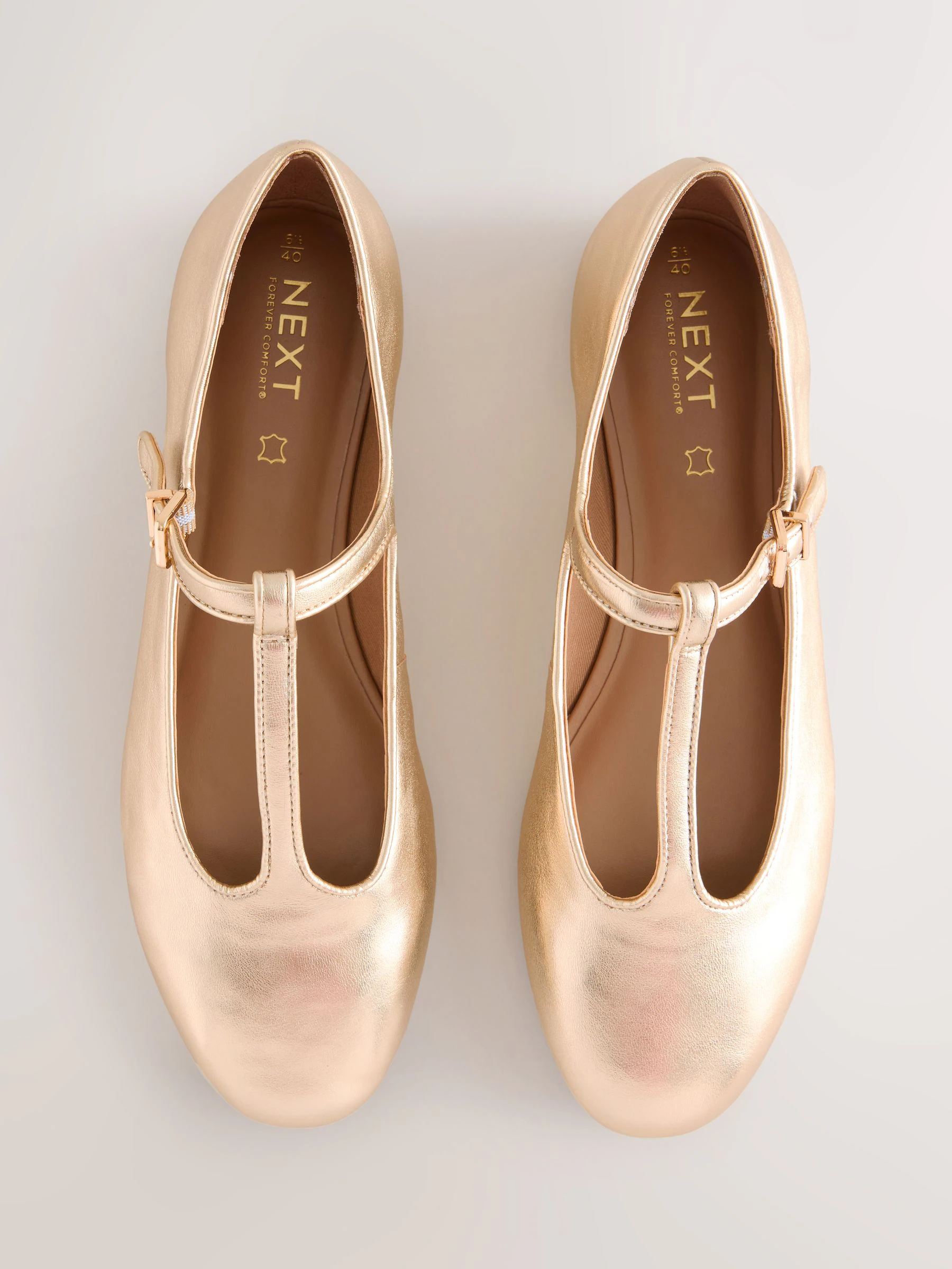 Goud - Forever Comfort® leren T-Bar Mary Jane-schoenen