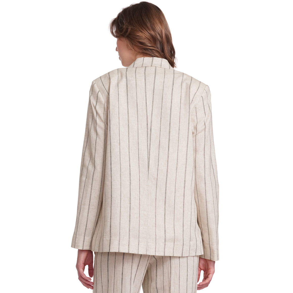 Gina Collection Damen Leinen-Blazer mit Streifenmuster creme