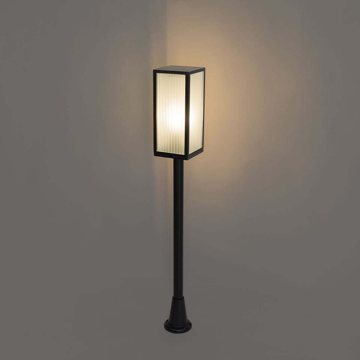 Staande buitenlamp zwart met ribbel glas 100 cm IP44 - Charlois Ribbed