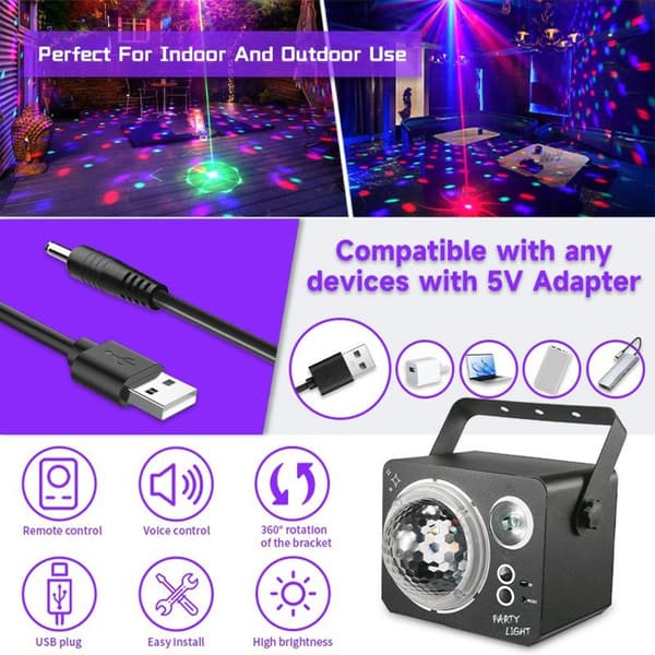 Roterende Magic Ball Laser Light RGB LED Strobe Lydaktivert projektorlampe