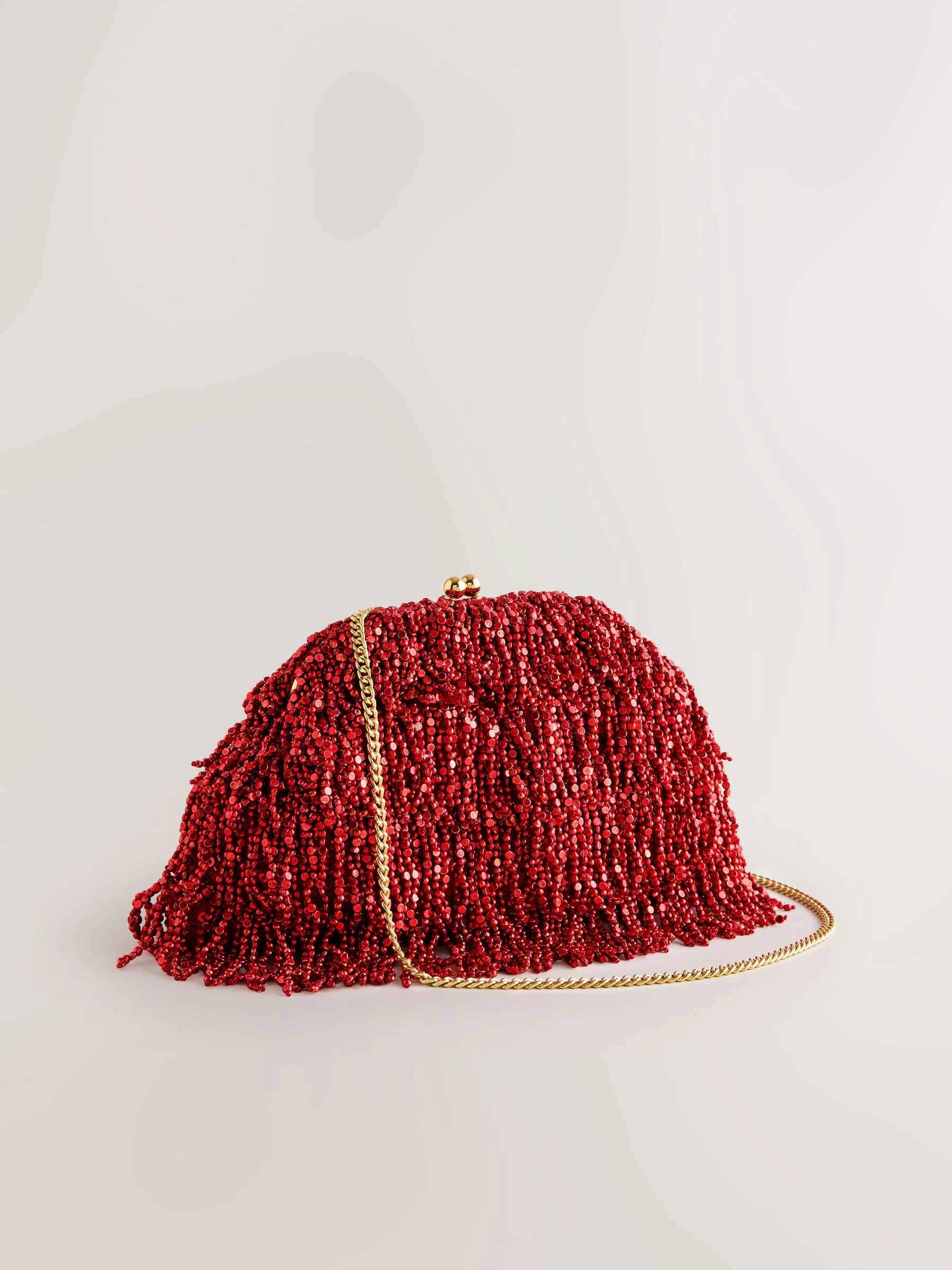 Rood - Embellished Fringe Clutch Bag