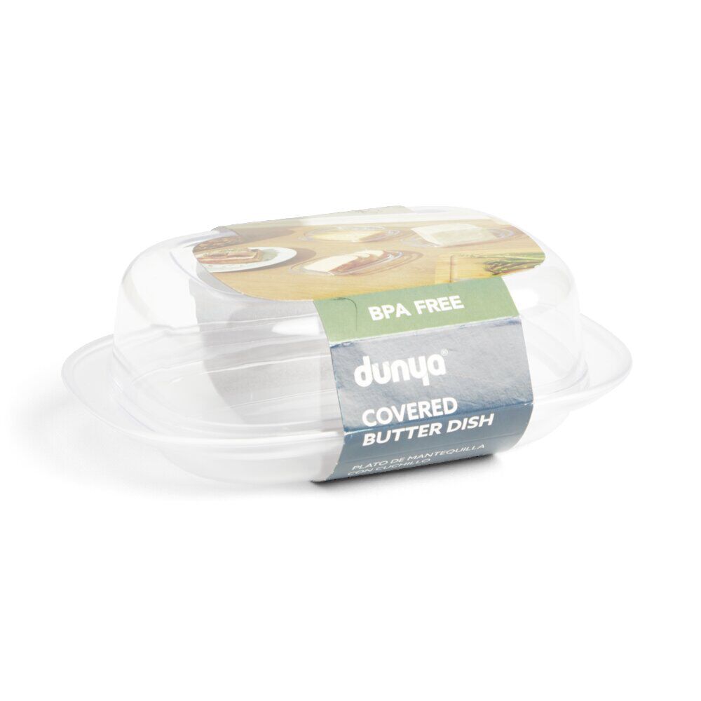 Beurrier plastique sans BPA transparent ou gris 17,4x12,5xH6cm
