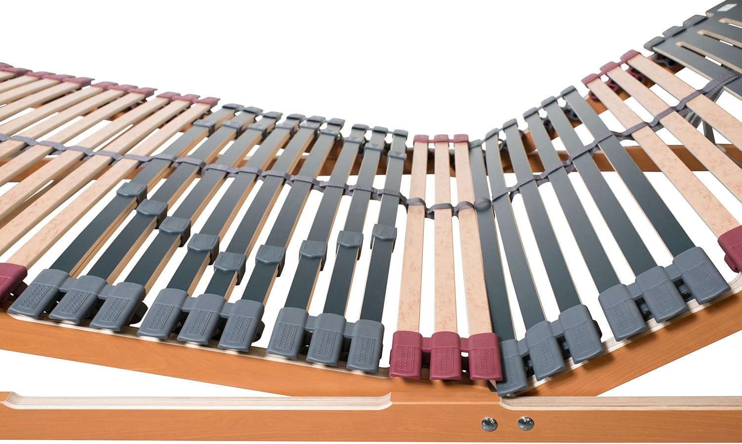 7 Zonen Lattenrost Rhodos® KF | Kopf- und Fußteil verstellbar | 44 Leisten | Kautschukkappen | Querholme BUCHE massiv | Mittelgurt | fertig montiert | TÜV/GS Geprüft ID 1111212908 | 70 x 200 cm