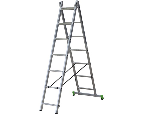 CLASSIC multifunctionele ladder, aanleun-, trap- of uitschuifladder, aluminium, 2-delig, 2 x 7 sporten, werkhoogte 3,6 m
