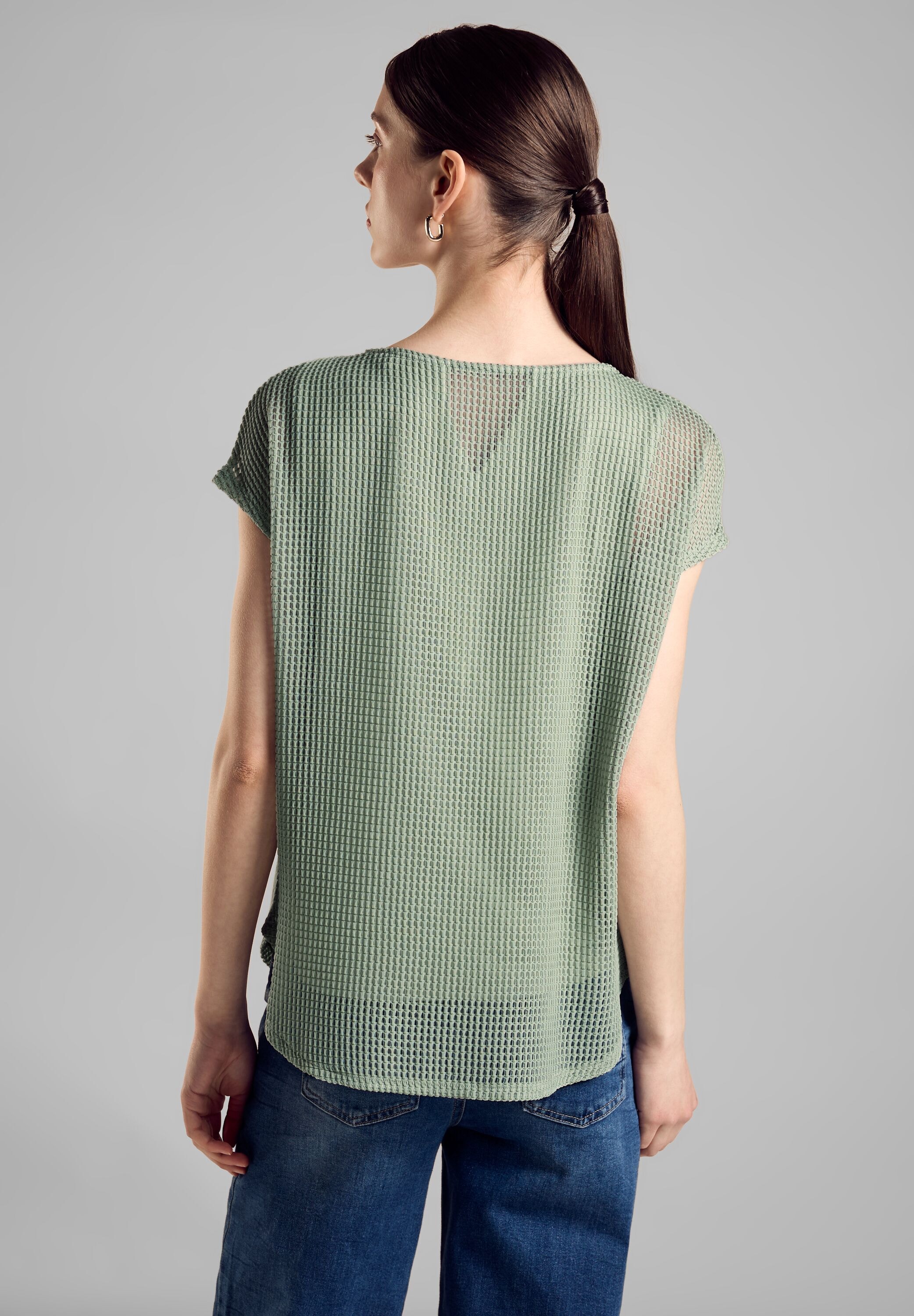 STREET ONE 2-in-1-Shirt mit Mesh Struktur Oberstoff