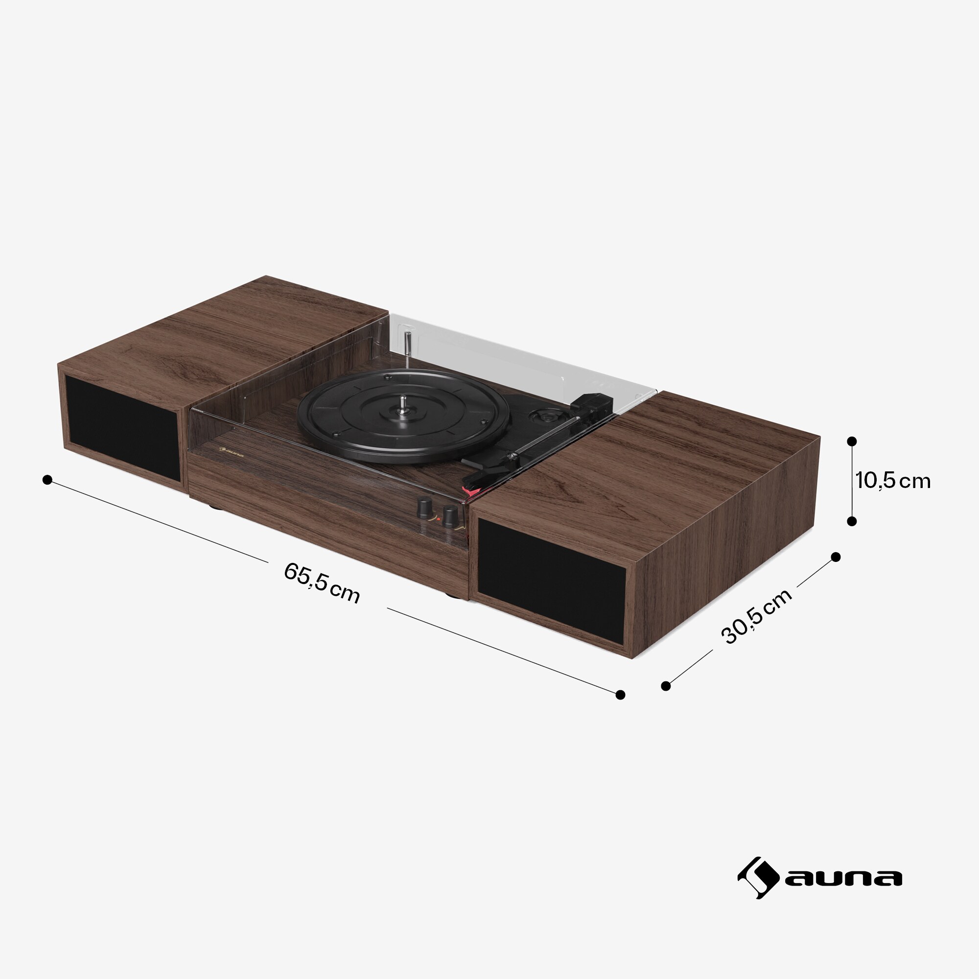 TT-Play 2x10W BT RCA-Out 3 speed Plattenspieler Schallplattenspieler 3 Geschwindigkeiten Bluetooth