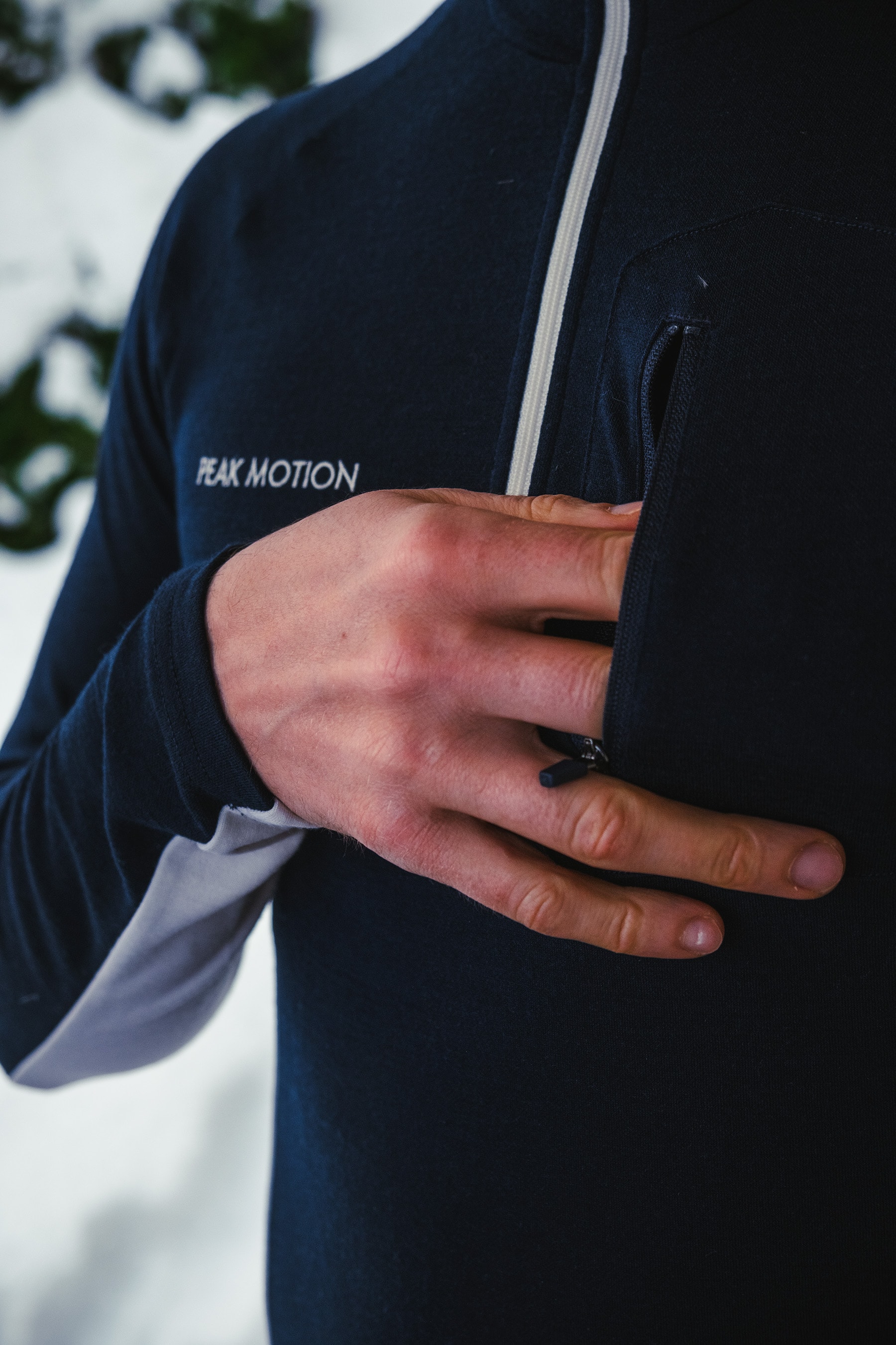 Peak Motion Fusion Wool Half Zip, Herre<br>2-lags: Fôr i bambus, ytterlag i merinoull