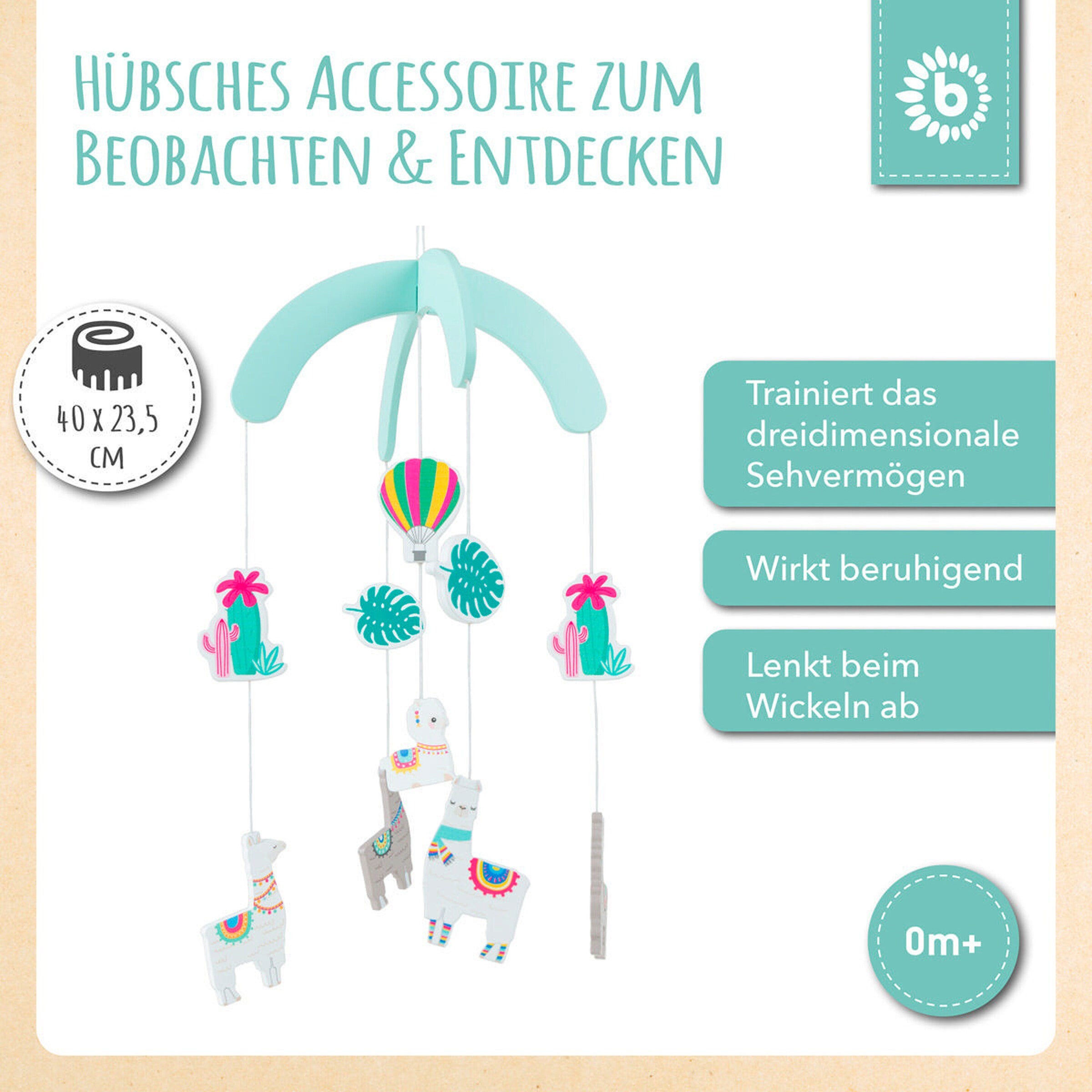 Bieco Mobile Holz Lama - ab Geburt Mehrfarbig