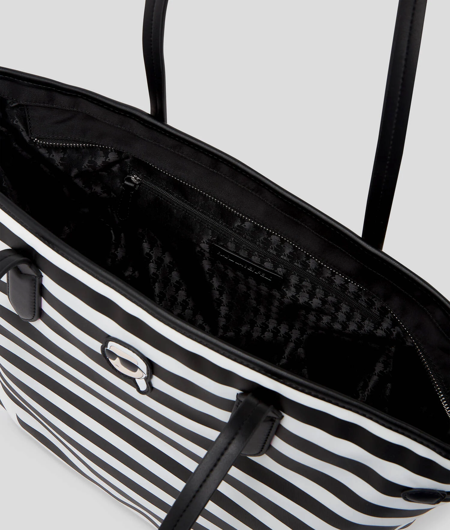 SAC CABAS EN NYLON IKON - Petite rayure Noir-Blanc