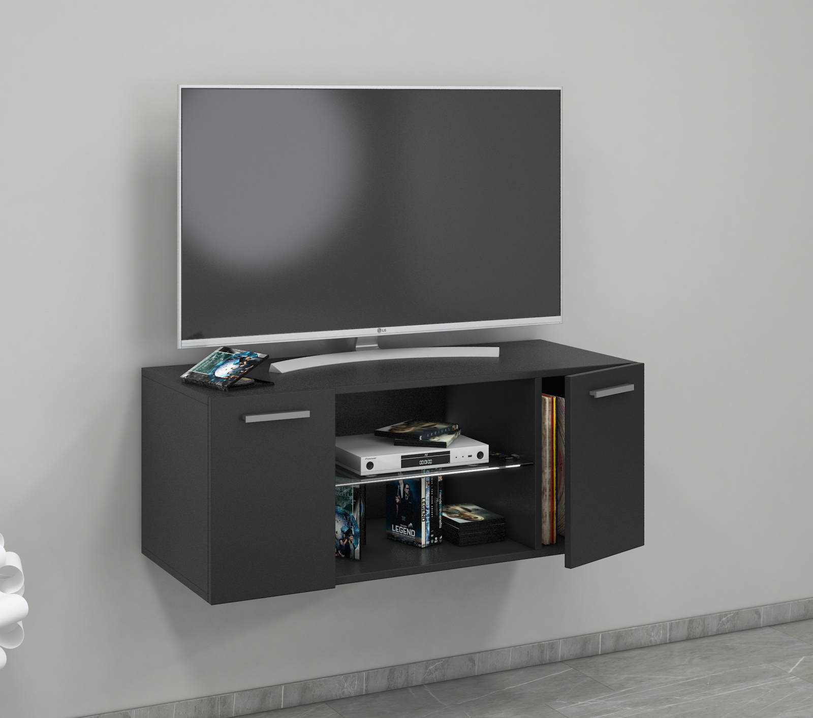 TV-Lowboard JUSA - schwarz -2 Türen - 95 cm breit