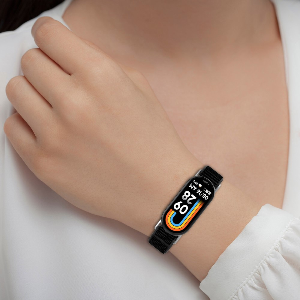 Xiaomi Mi Band 8 / 9 Nylon Armband mit Klettverschluss (Gelenkumfang: 160-220mm) - Schwarz / Grau