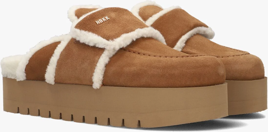 NUBIKK cognac nubikk pantoffels teddy chunky fur