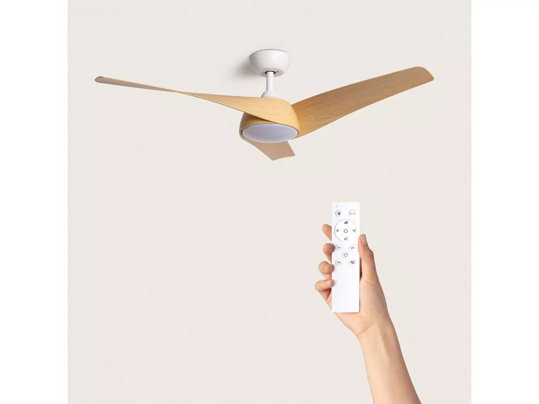 Ventilateur de Plafond Silencieux Eubea 132cm Motor DC Bois Télécommande Avec lumière Non Blanc
