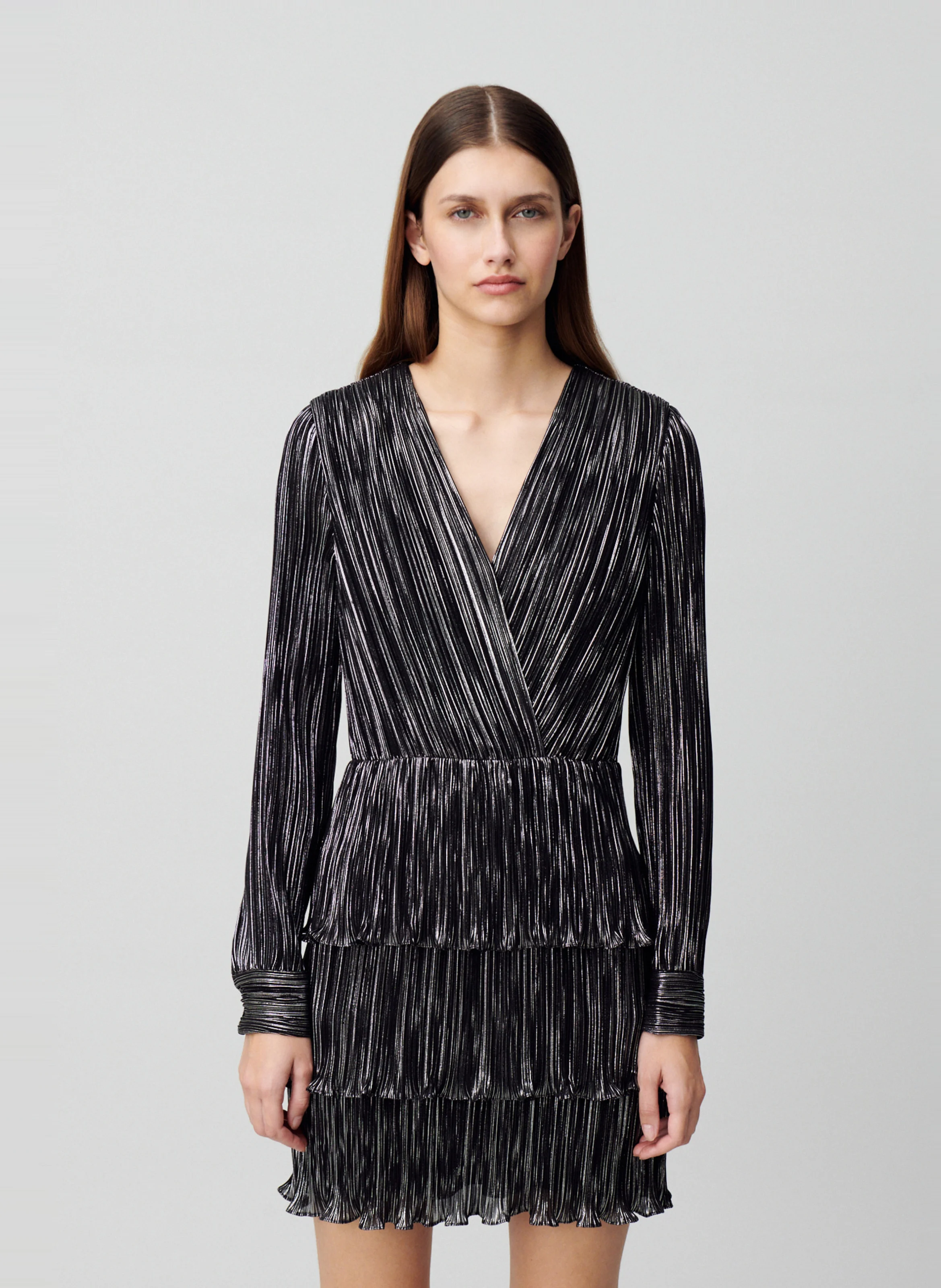 Robe courte col cache-cœur | Noir