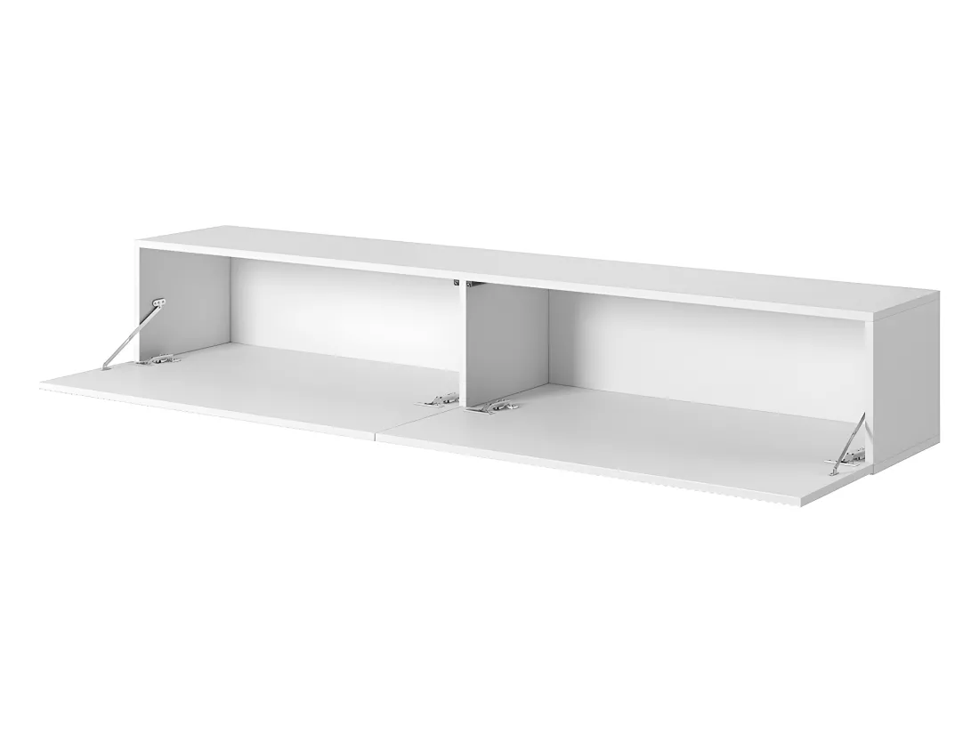 Meuble TV 175 cm blanc avec façade fraisée - VELDIO